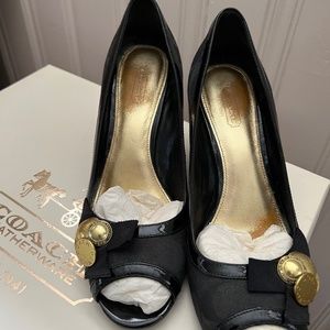 Coach logo wedge heel sandal